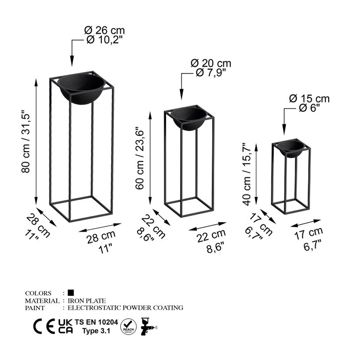 Aberto Design Maceta Decorativa GED-019 Negro